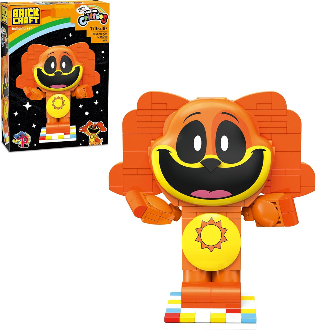 Brickcraft Poppy Playtime Dogday Smiling Critters Building Set, 170 Piece Posable Orange Dog Figure with Sun Medallion, Collectible Indie Horror Game Building Toys Gift for Boys & Girls Ages 8 and Up