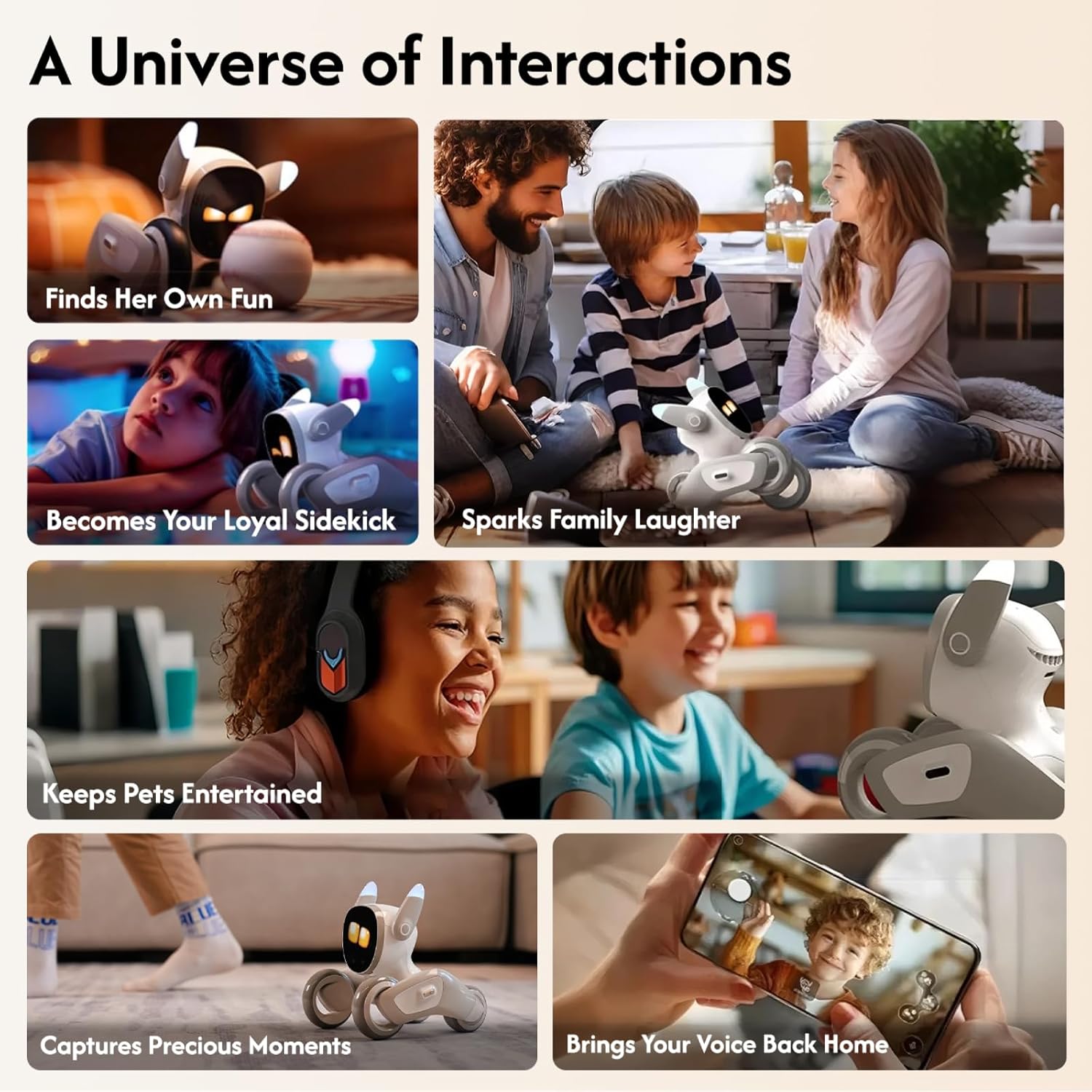 Robot Pet Dog ChatGPT-4o Smart AI-Powered Companion Voice & Gesture Control, Real-Time Interaction Robotics Toys for Kids, Home Monitoring - Includes Charging Dock