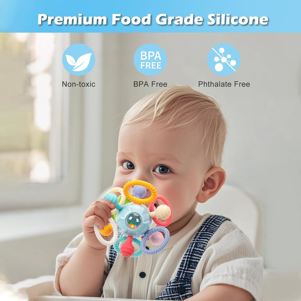 Montessori Teething Toys for Babies 0-6 6-12 Months, Baby Teether Sensory Toys for 0 3 6 9 12 18 Months, Newborn Infant Learning Toys for 1 2 Year Old Boys Girls