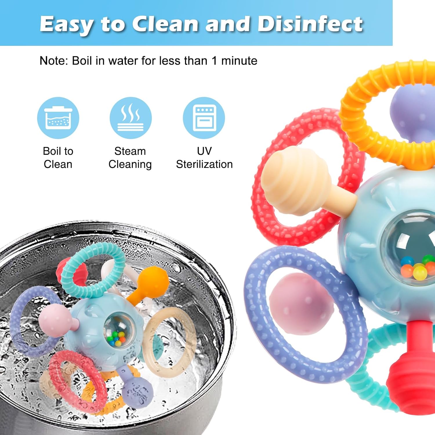 Montessori Teething Toys for Babies 0-6 6-12 Months, Baby Teether Sensory Toys for 0 3 6 9 12 18 Months, Newborn Infant Learning Toys for 1 2 Year Old Boys Girls