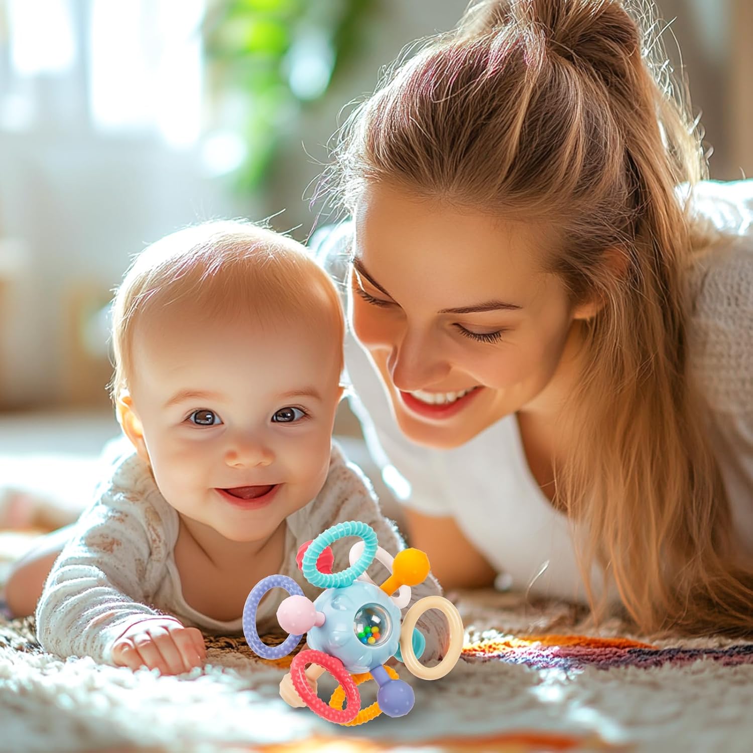 Montessori Teething Toys for Babies 0-6 6-12 Months, Baby Teether Sensory Toys for 0 3 6 9 12 18 Months, Newborn Infant Learning Toys for 1 2 Year Old Boys Girls