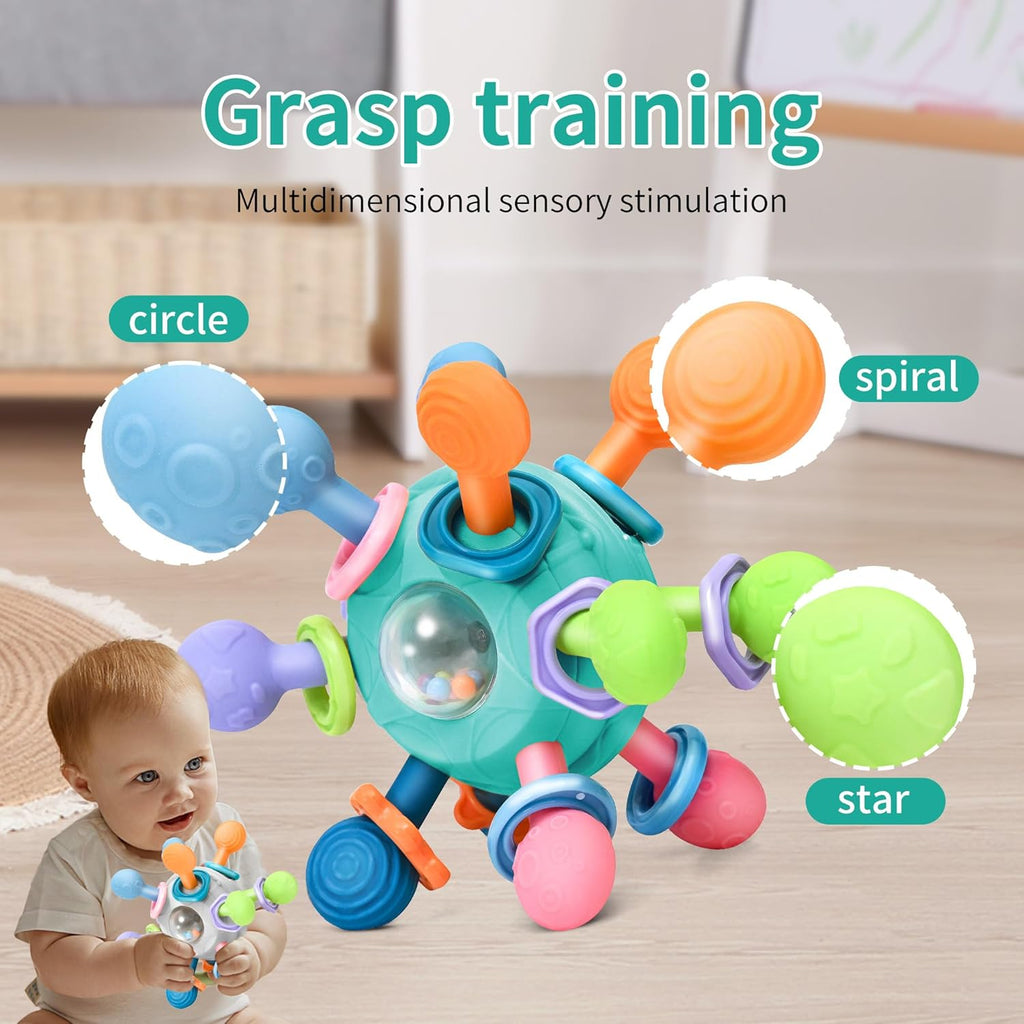 Baby Montessori Teething Toys for 0-6 6-12 Months BPA Free Sensory Toys for Babies 0 3 6 9 12 18 Months Newborn Infant Learning Developmental Chew Rattle Toys Shower Gifts for 1 2 Year Old Girls Boys